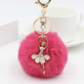 Factory Korean Styles Keyring Women Fluffy Keychain Soft Puffy Toy Plush Keychain With Dance Girl Pendants